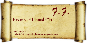 Frank Filomén névjegykártya